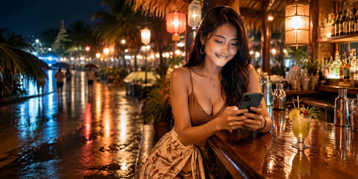 Người dùng chơi casino trên điện thoại tại chợ đêm Phú Quốc